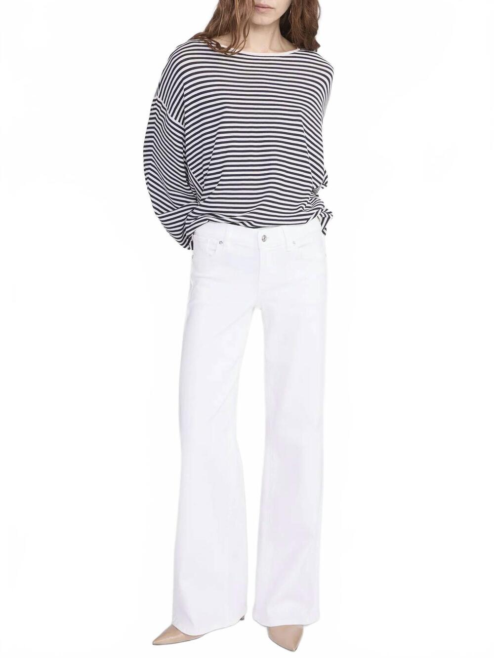 NEW FRAME low rise le slim palazzo jeans in white